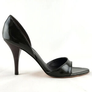 Barneys New York Bronze Patent Leather 4" Heel  Pumps Peep Toe Size 8